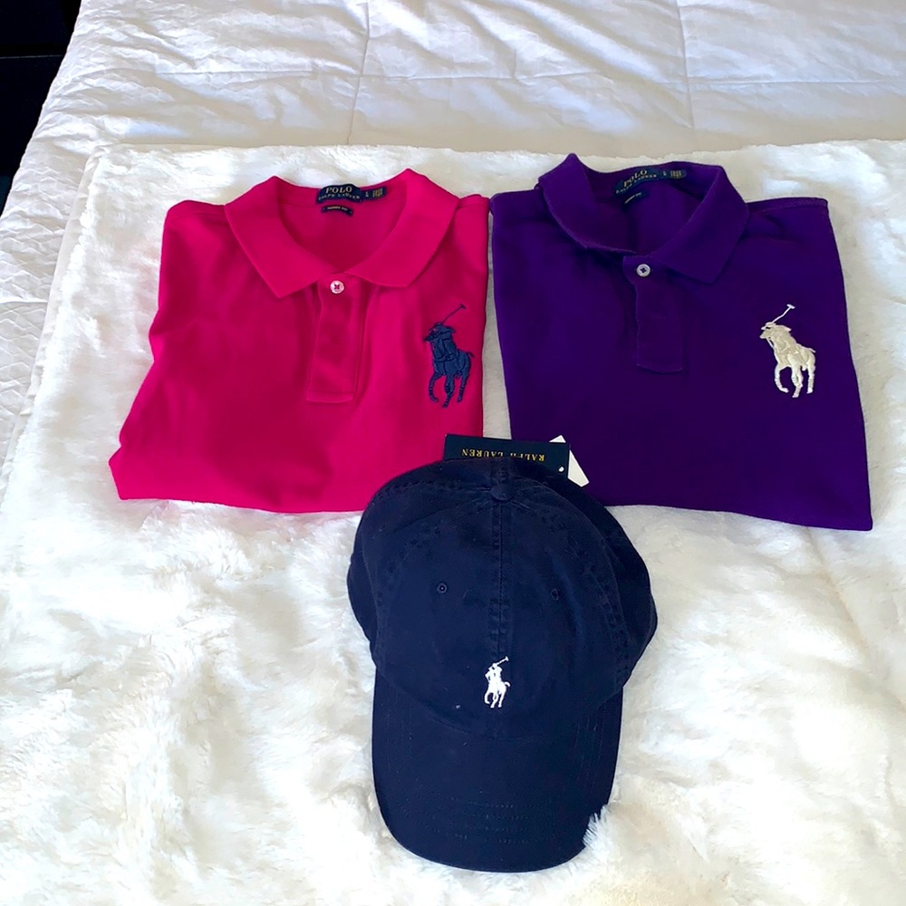 Ralph Lauren polo shirts and hat size large skinny fit